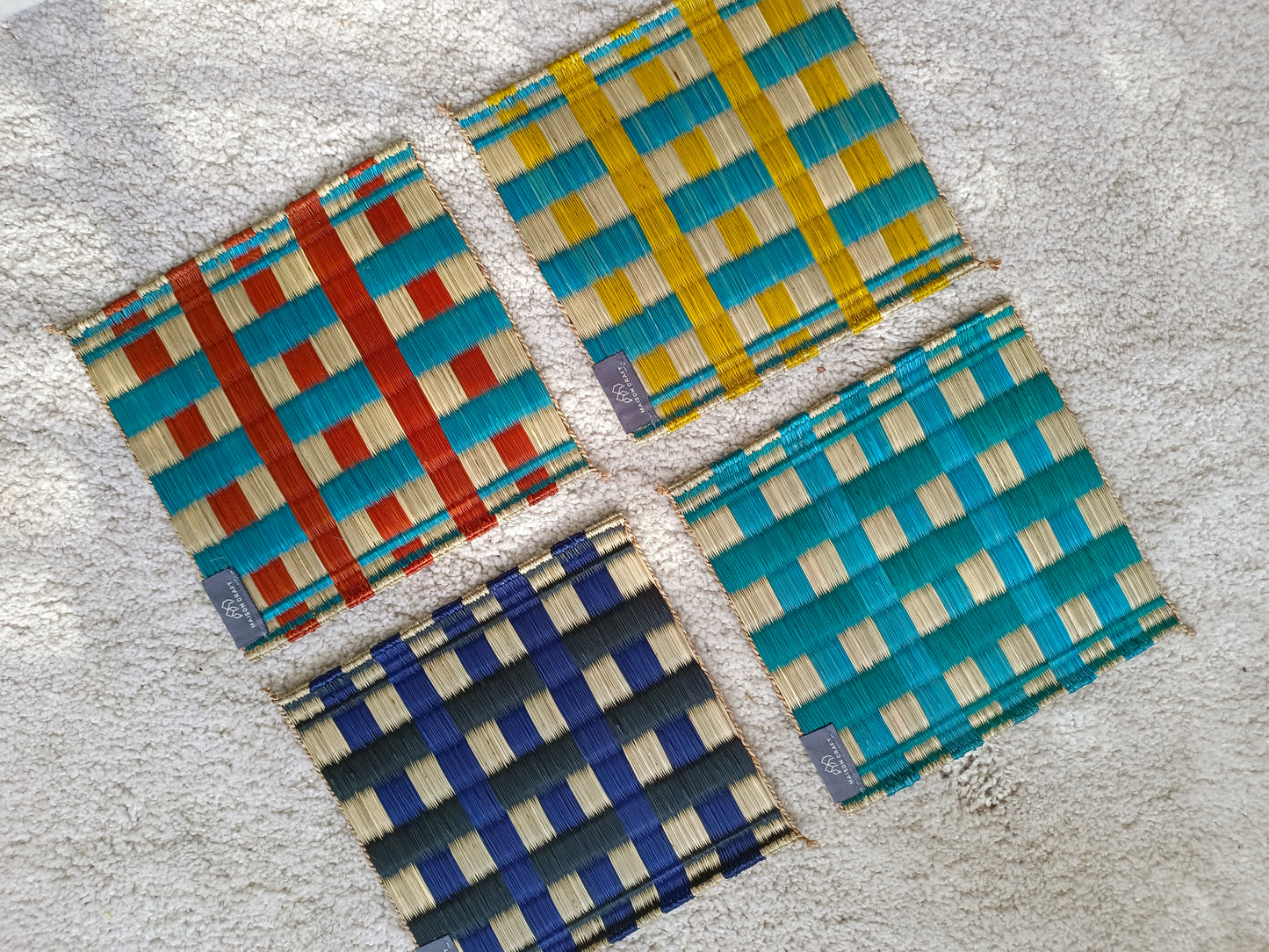 Set of 4/ 20 Checkered Handwoven Trivet 8"x8"- Checkered
