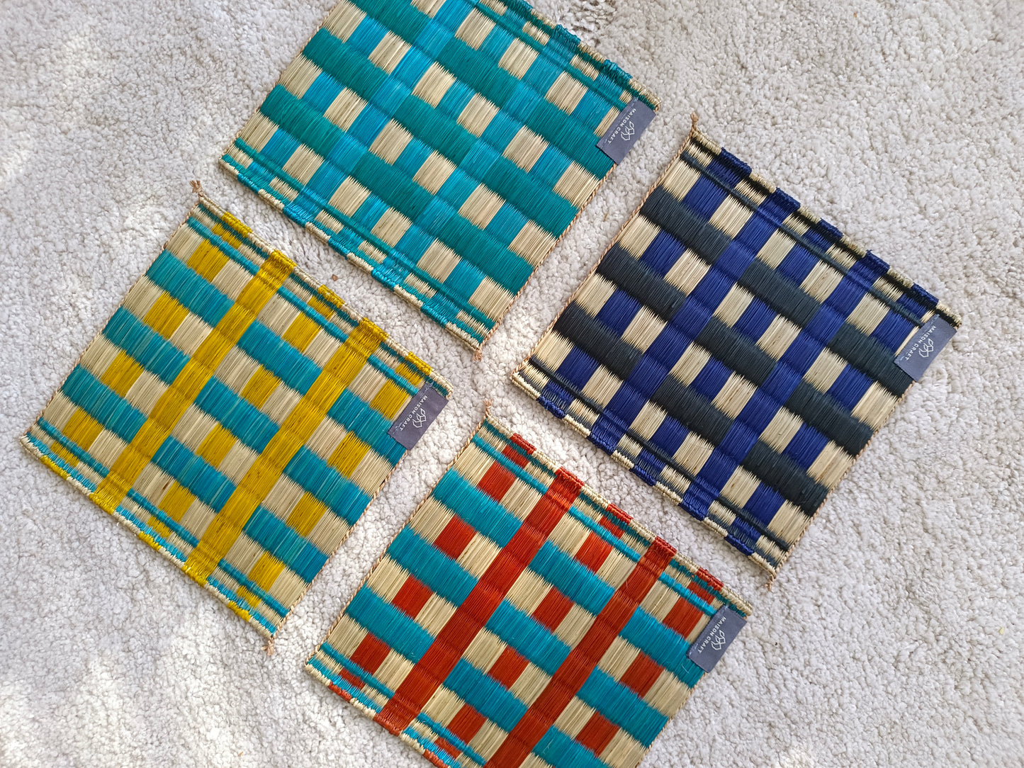 Set of 4/ 20 Checkered Handwoven Trivet 8"x8"- Checkered