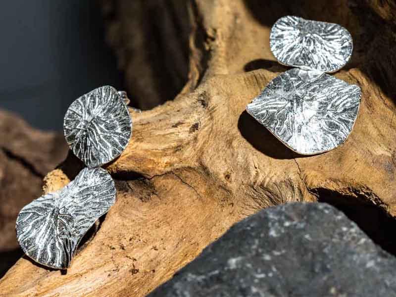 Set 1/3 pcs Lotus Leaf Flower Jewelry Silver Drop Stud Zen Bar Earring Sterling 925 Bloom Dangle Double Everyday