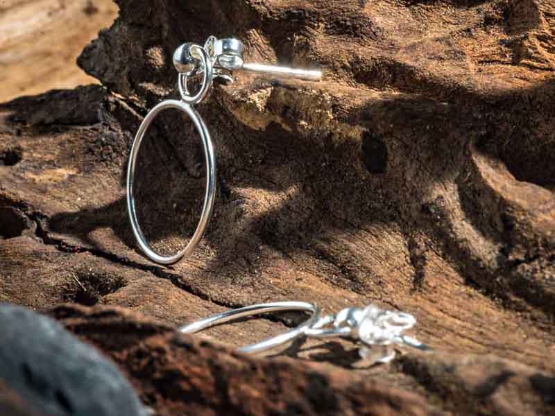 Set 1/3 pcs Hammered Open Circle Post Omega Back Disk Ring Earrings Stud Small Hoop Sterling Silver 925 Minimal Everyday Small Hoop
