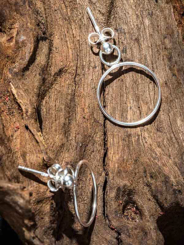 Set 1/3 pcs Hammered Open Circle Post Omega Back Disk Ring Earrings Stud Small Hoop Sterling Silver 925 Minimal Everyday Small Hoop
