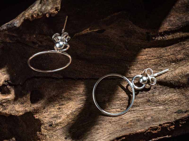 Set 1/3 pcs Hammered Open Circle Post Omega Back Disk Ring Earrings Stud Small Hoop Sterling Silver 925 Minimal Everyday Small Hoop