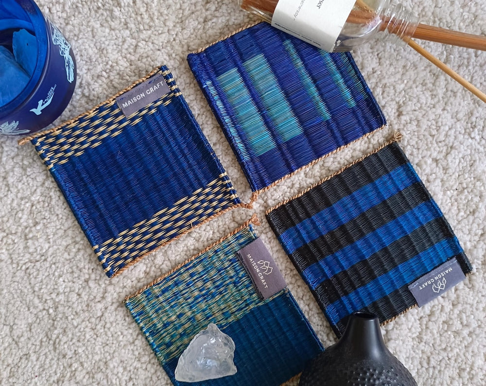Wholesale set of 10/ 40 Navy Handwoven Coaster