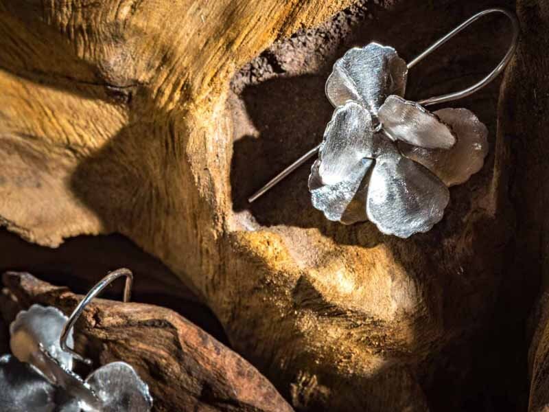 Set 1/ 3 pcs Flower Dangle Silver Hanging Earrings