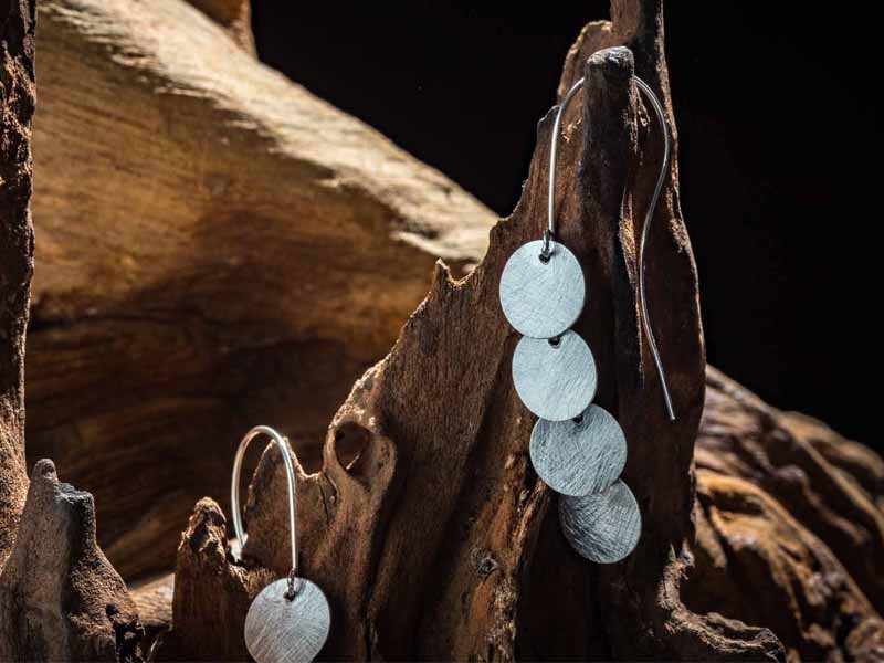 Set 1/ 3pcs Tiny Hammered Chandelier Dangles Circle Drop Earrings