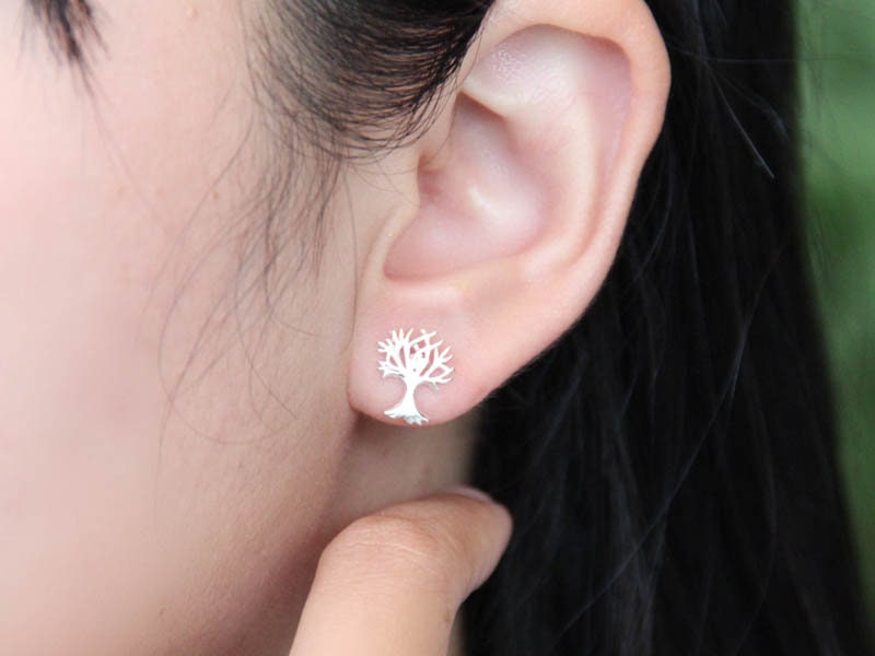 Set 1/3 pcs Tree Of Life Earring Holders Studs Silver 925 - Yoga Jewelry Gift