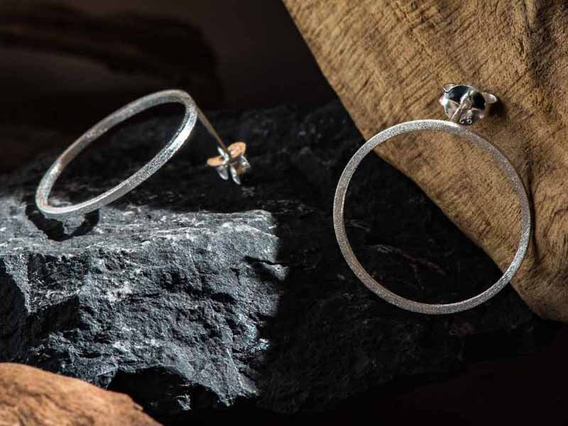 Set 1/ 3pcs Round Silver Circle Studs, Hammered Karma Earrings