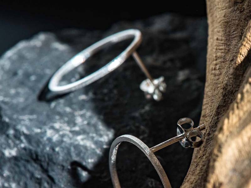 Set 1/ 3pcs Round Silver Circle Studs, Hammered Karma Earrings