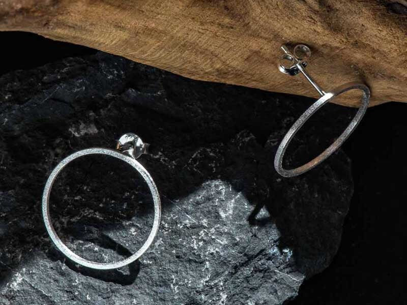 Set 1/ 3pcs Round Silver Circle Studs, Hammered Karma Earrings