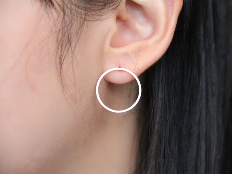 Set 1/ 3pcs Round Silver Circle Studs, Hammered Karma Earrings