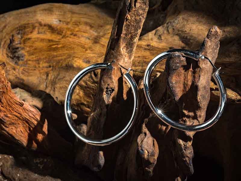 Set 1/ 3 PCS Bridesmaid Large Hoop Circle Silver 925 - Round Open Hoops Earrings