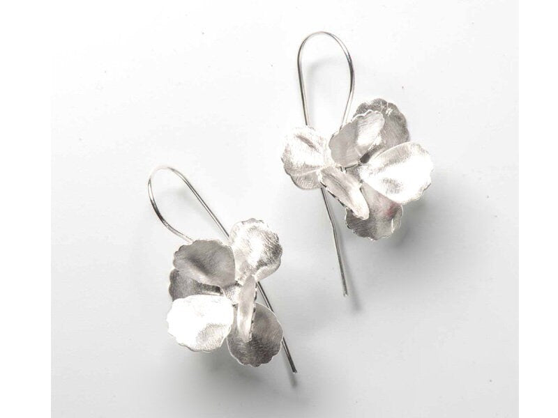 Set 1/ 3 pcs Flower Dangle Silver Hanging Earrings