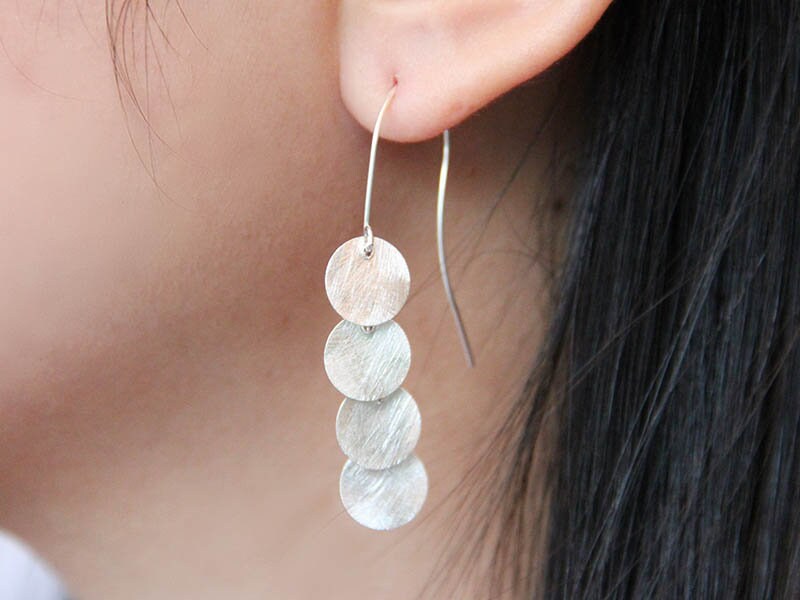 Set 1/ 3pcs Tiny Hammered Chandelier Dangles Circle Drop Earrings