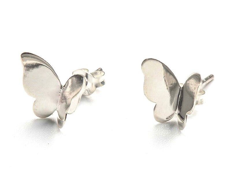 Set 1/3 pcs- Hammered Butterfly Wing Earring Studs- Silver 925