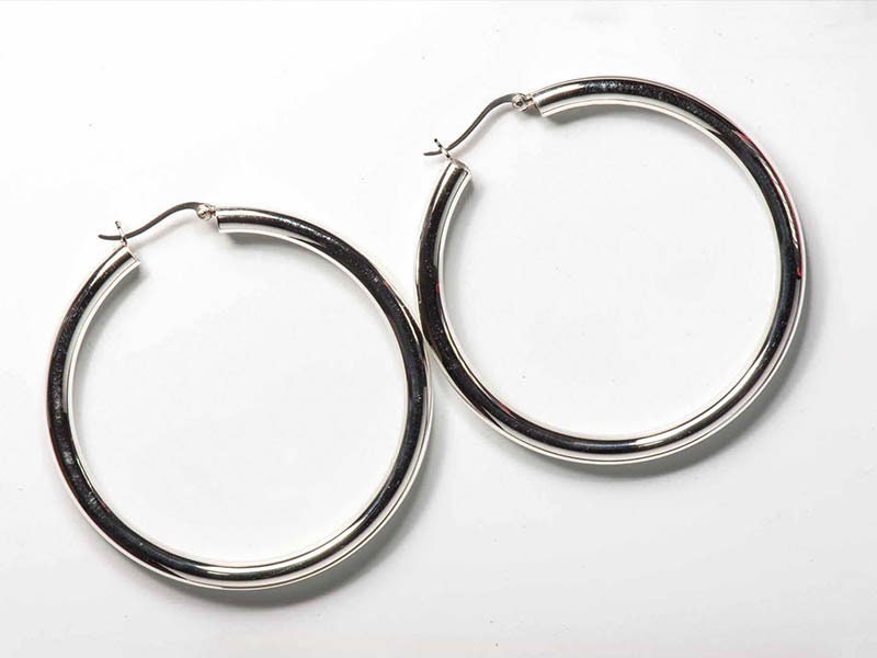 Set 1/ 3 PCS Bridesmaid Large Hoop Circle Silver 925 - Round Open Hoops Earrings