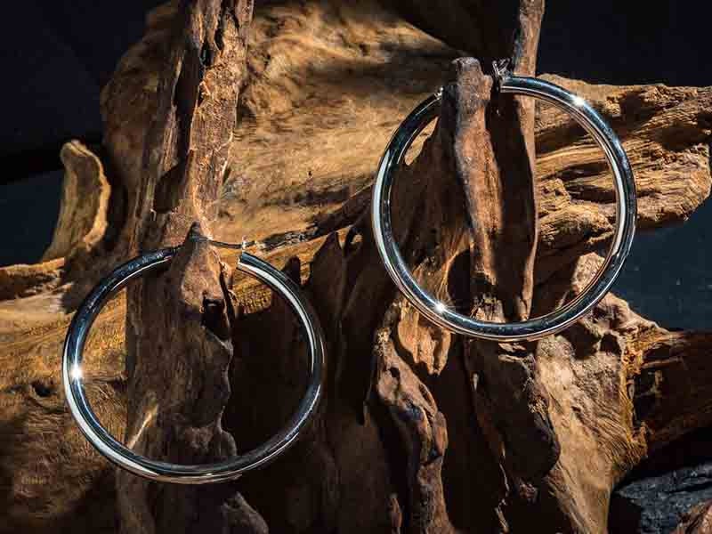 Set 1/ 3 PCS Bridesmaid Large Hoop Circle Silver 925 - Round Open Hoops Earrings