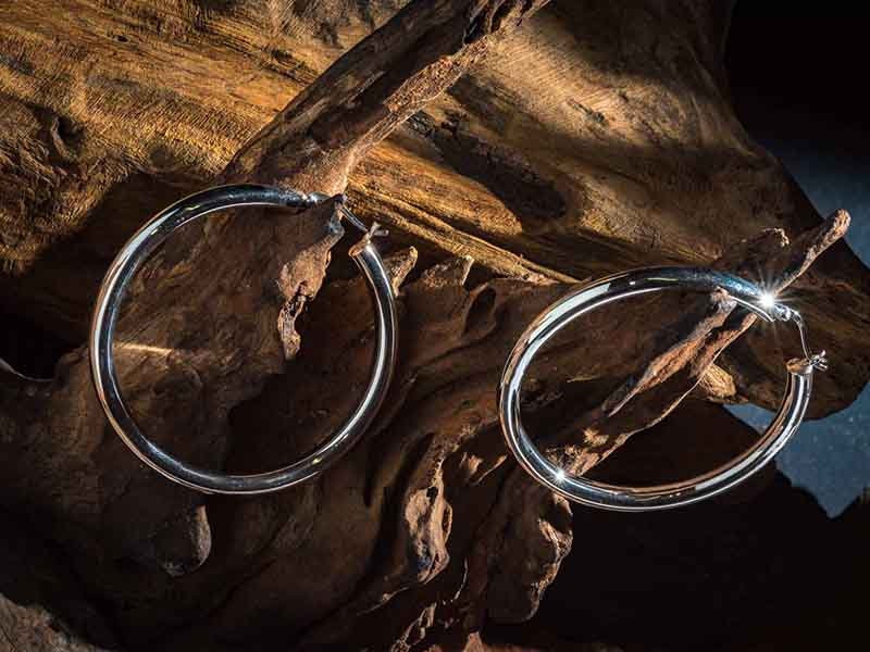 Set 1/ 3 PCS Bridesmaid Large Hoop Circle Silver 925 - Round Open Hoops Earrings