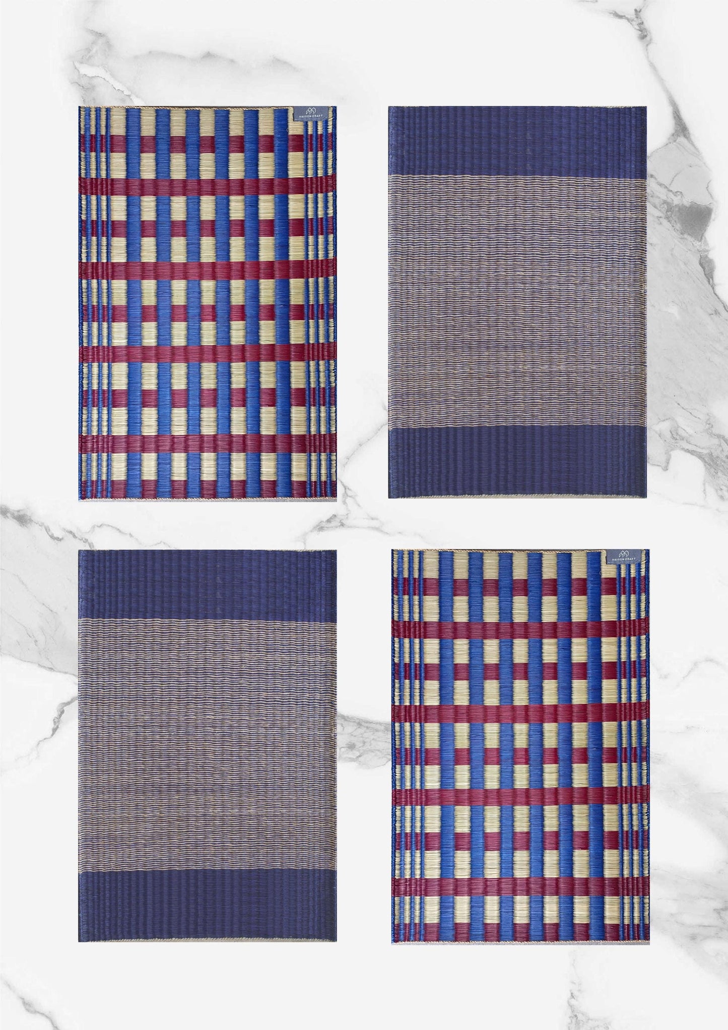 Wholesale set of 2/ 12 Handwoven navy Raffia sisal jute sedge rectangle placemat 11.8x17.7 inches table set handmade