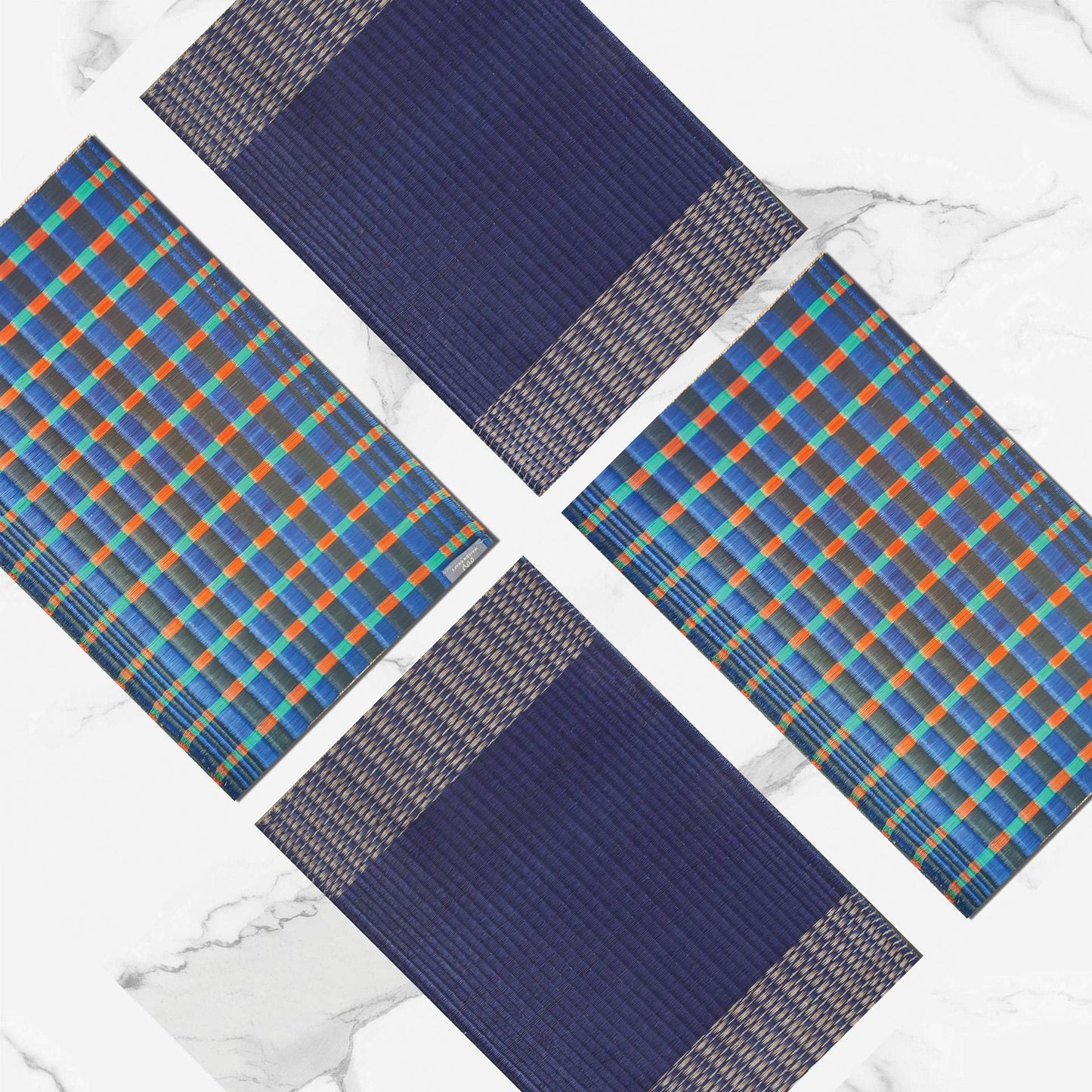 Wholesale set of 2/ 12 Handwoven navy Raffia sisal jute sedge rectangle placemat 11.8x17.7 inches table set