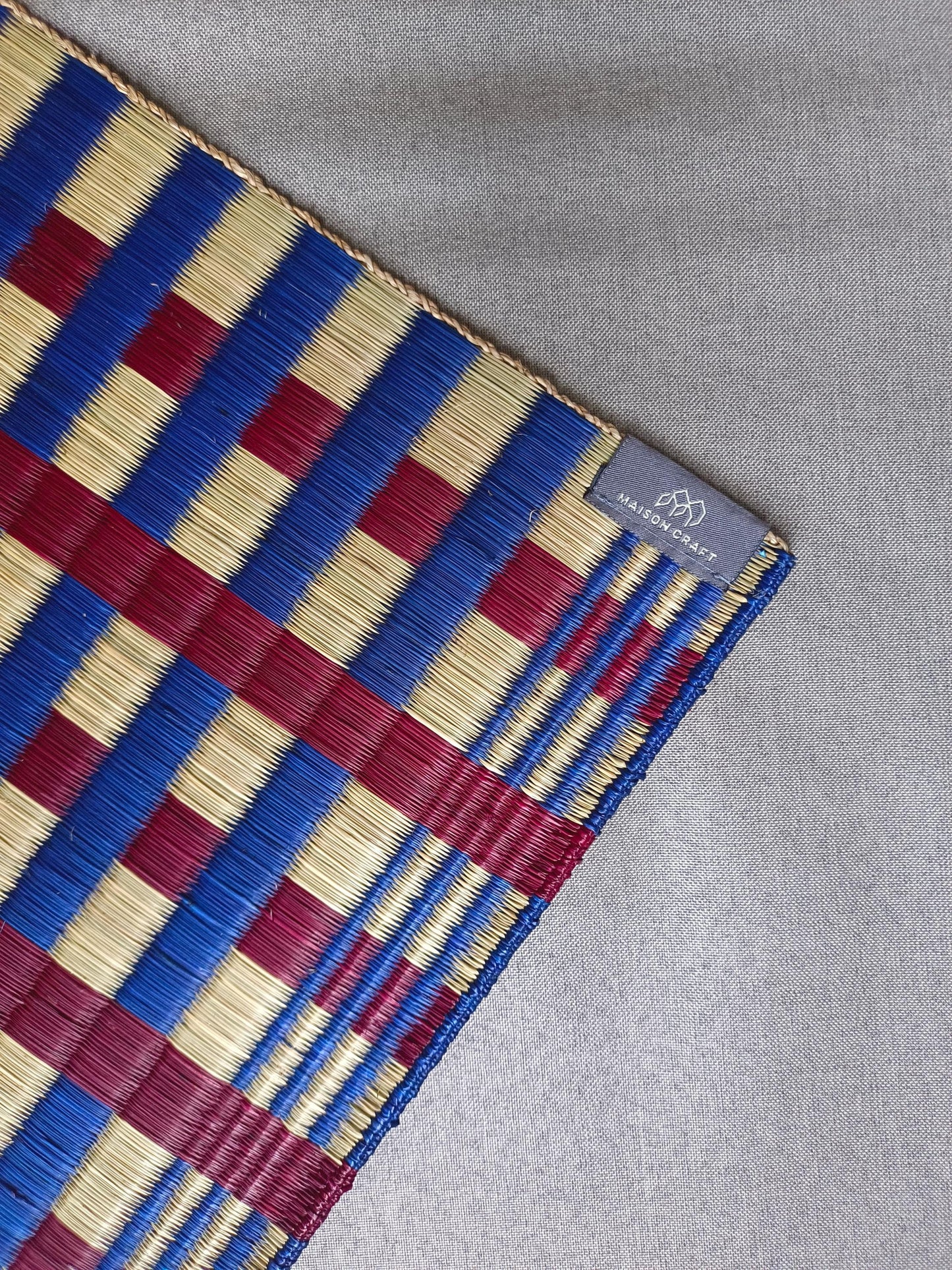 Wholesale set of 2/ 12 Handwoven navy Raffia sisal jute sedge rectangle placemat 11.8x17.7 inches table set handmade