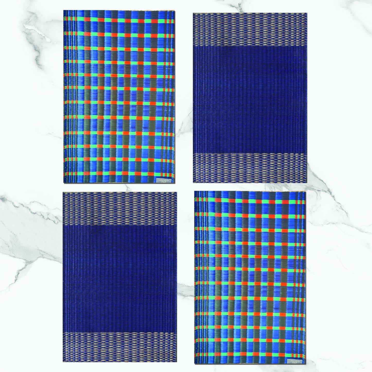 Wholesale set of 2/ 12 Handwoven navy Raffia sisal jute sedge rectangle placemat 11.8x17.7 inches table set