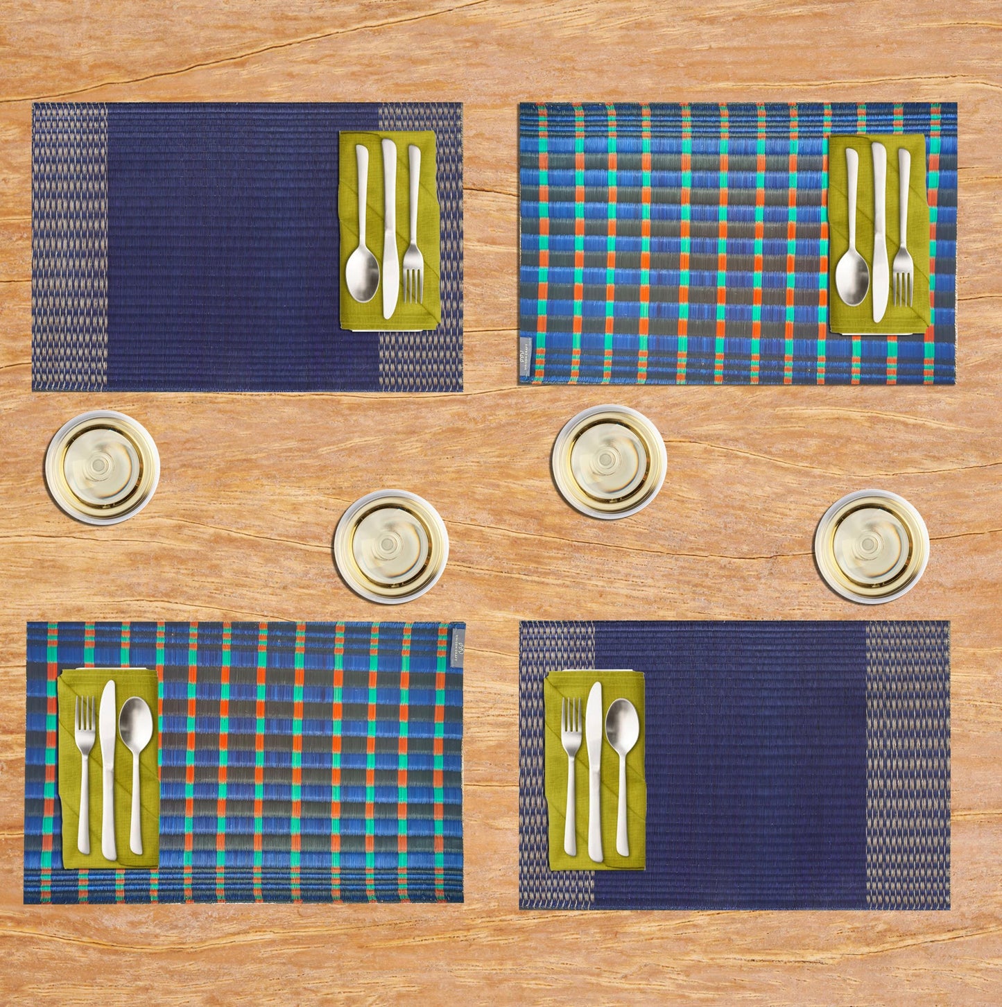 Wholesale set of 2/ 12 Handwoven navy Raffia sisal jute sedge rectangle placemat 11.8x17.7 inches table set