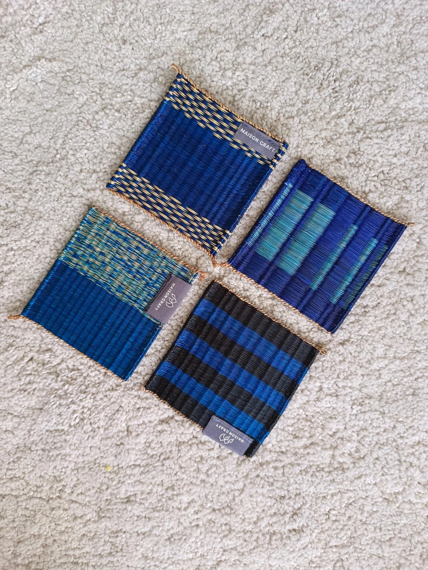 Wholesale set of 10/ 40 Navy Handwoven Coaster