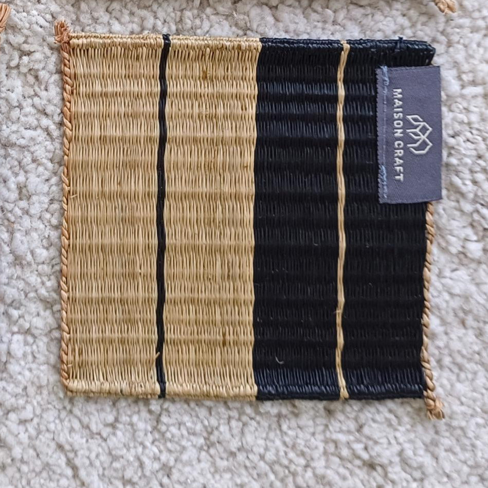 Set of 10/ 40 Orange black Handwoven Coaster 4"x4"