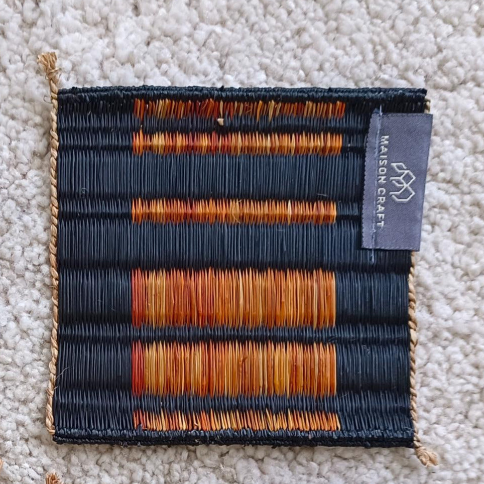 Set of 10/ 40 Orange black Handwoven Coaster 4"x4"