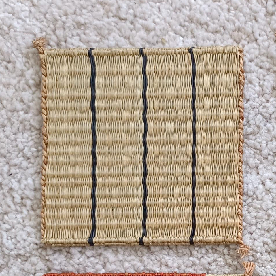 Set of 10/ 40 Orange black Handwoven Coaster 4"x4"