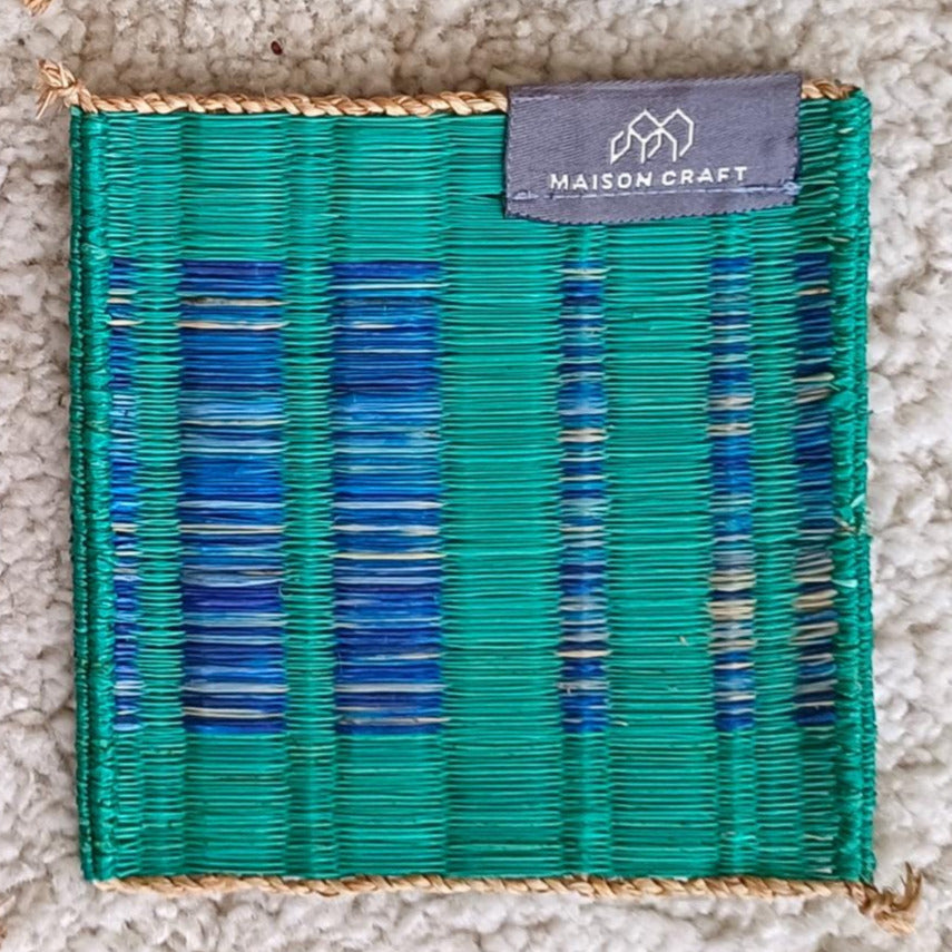 Set of 10/ 40 Pink turqouise Handwoven Coaster 4"x4"