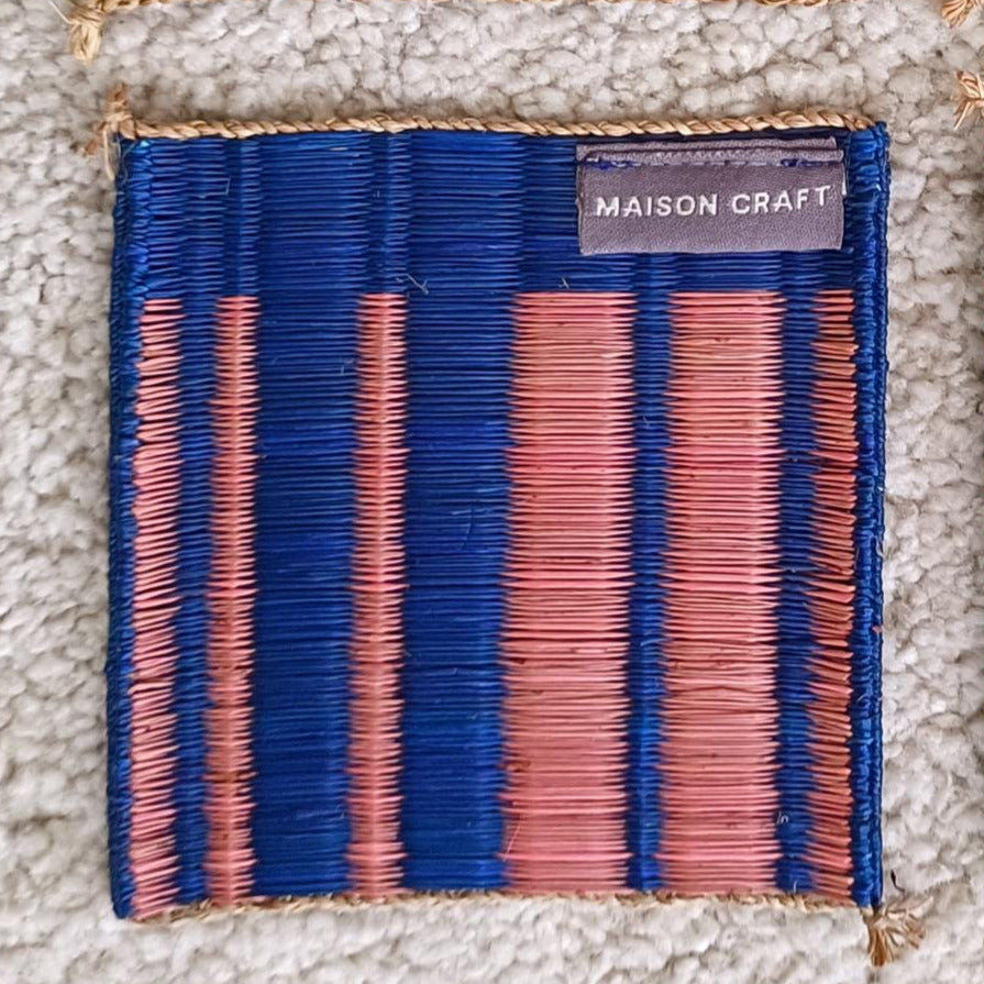 Set of 10/ 40 Pink turqouise Handwoven Coaster 4"x4"