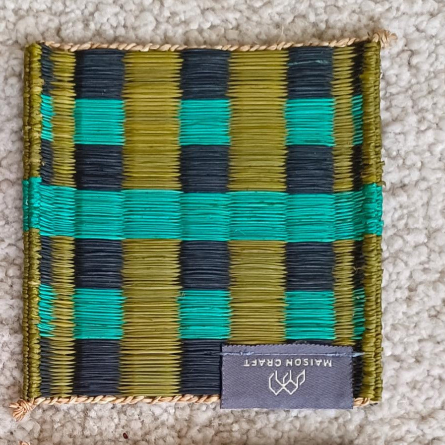 Set of 10/ 40 Pink turqouise Handwoven Coaster 4"x4"