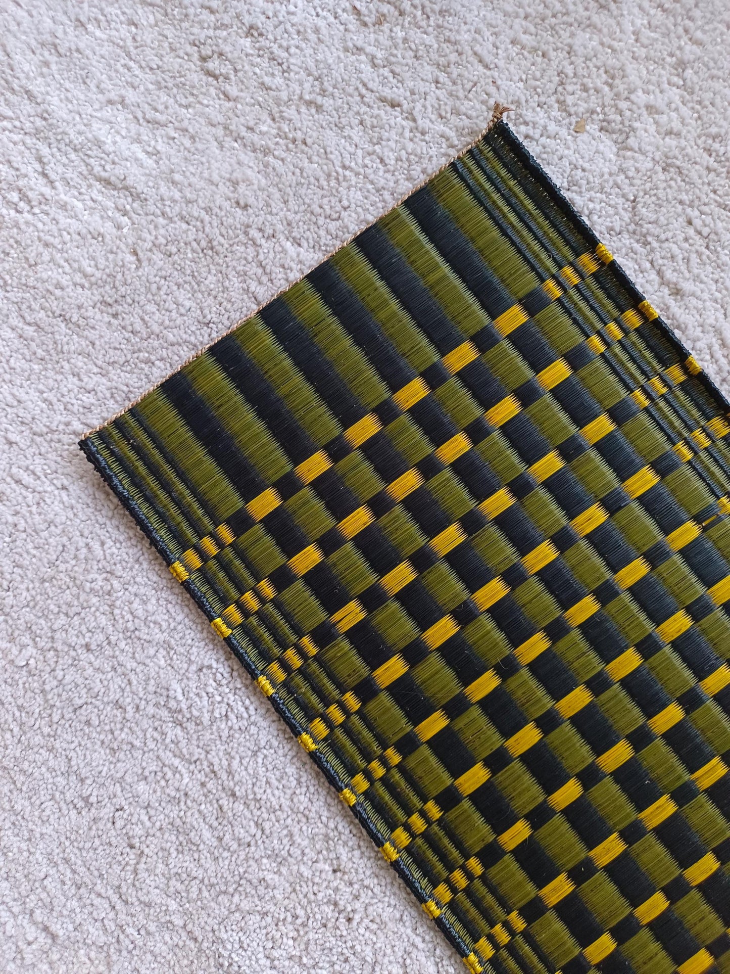 Wholesale set of 2/ 12 Checkered black yellow Handwoven Eco-Friendly Woven Placemat - Midnight Stripe Rain 11.8x17.7 inches