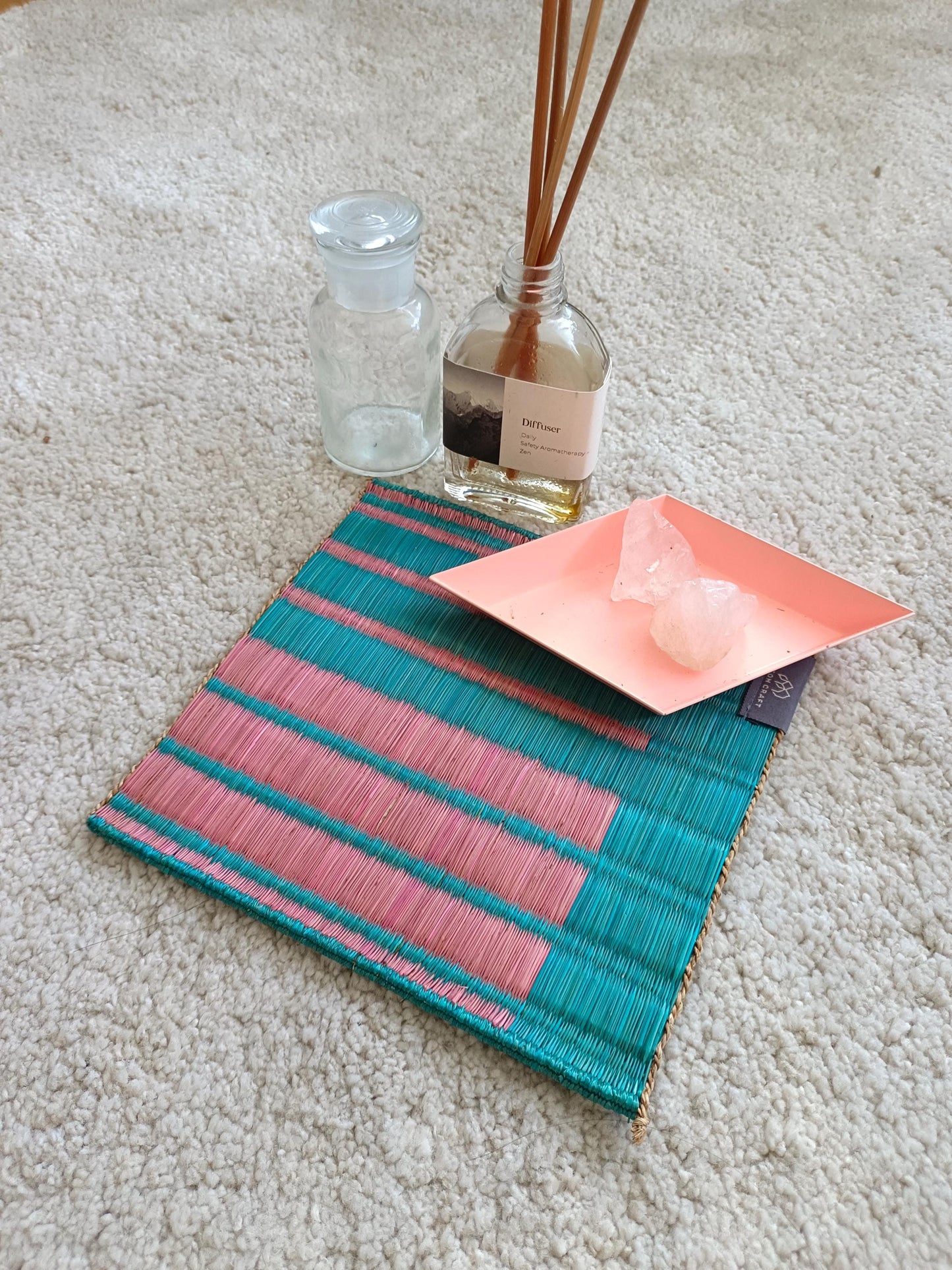 Set of 4/ 20 Handwoven Trivet 8"x8"- Horizon stripe