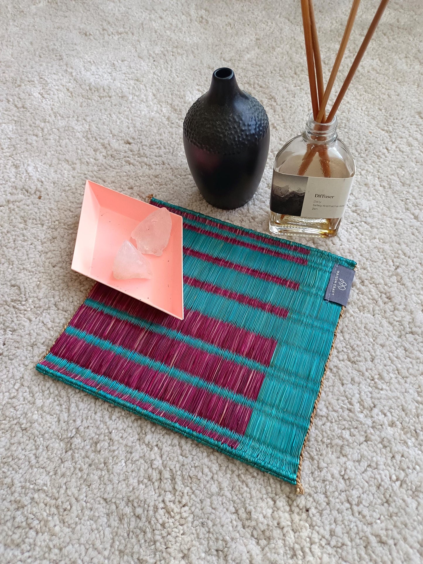 Set of 4/ 20 Handwoven Trivet 8"x8"- Horizon stripe
