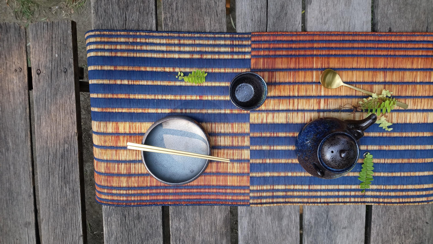 Set of 1/ 3 PCS Navy orange Handwoven Runner