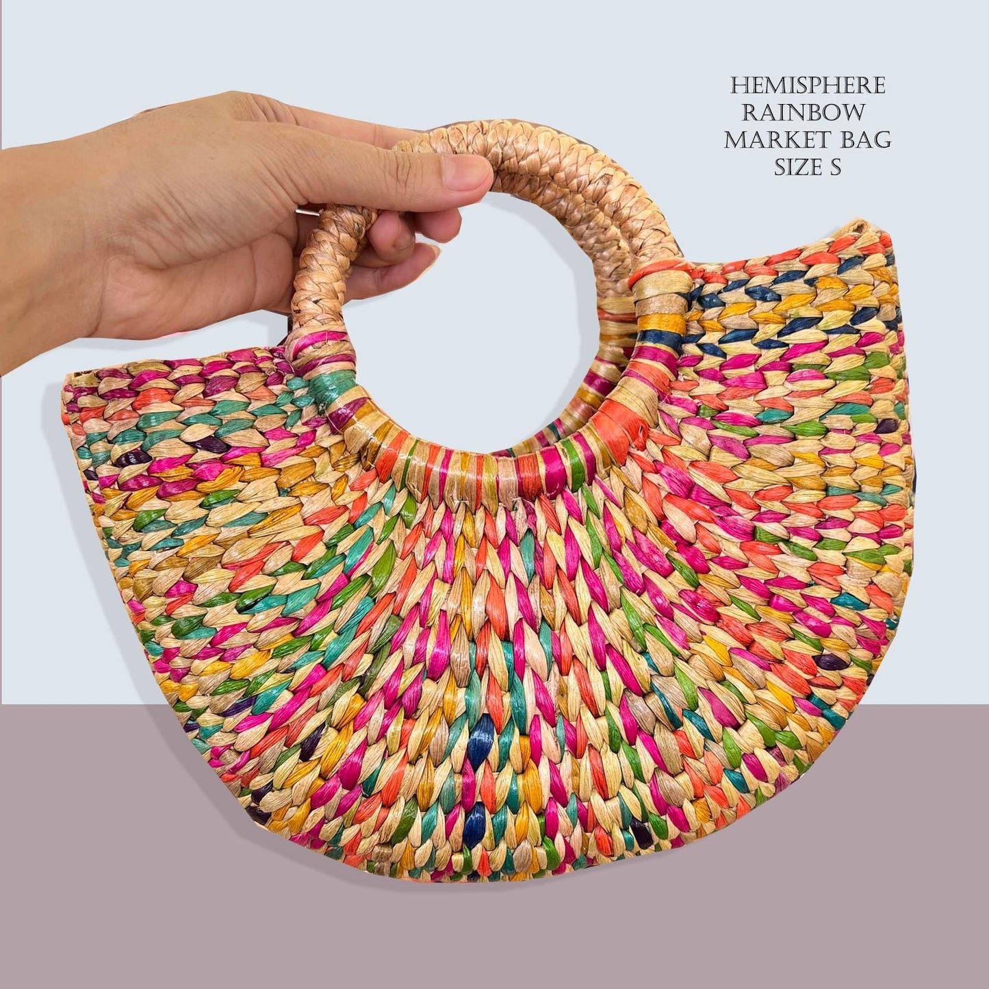 Set 1/ 3 PCS- Rainbow Boho Semi-Circle Tote Handbag - Market Bag Spring Shopper