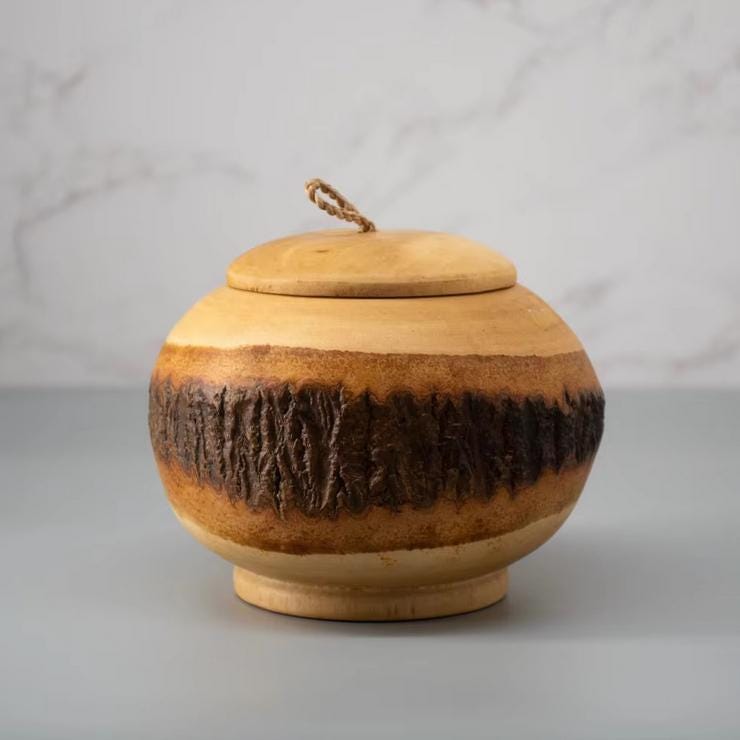 Set 1/ 3PCS Mango wood carved jewelry case - rustic style - Orange Shape