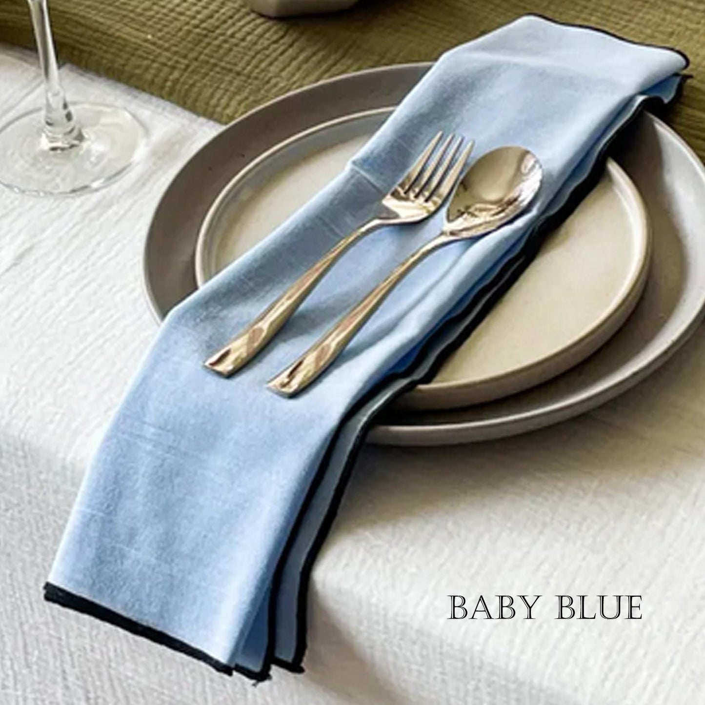 Set of 4/ 12 PCS Classic Eco-Friendly Napkin - pure 100% cotton - Baby blue