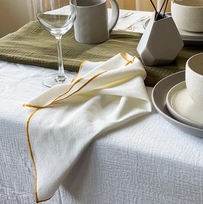 Set of 4/ 12PCS Classic Eco-Friendly Napkin - 100% cotton - Milky white