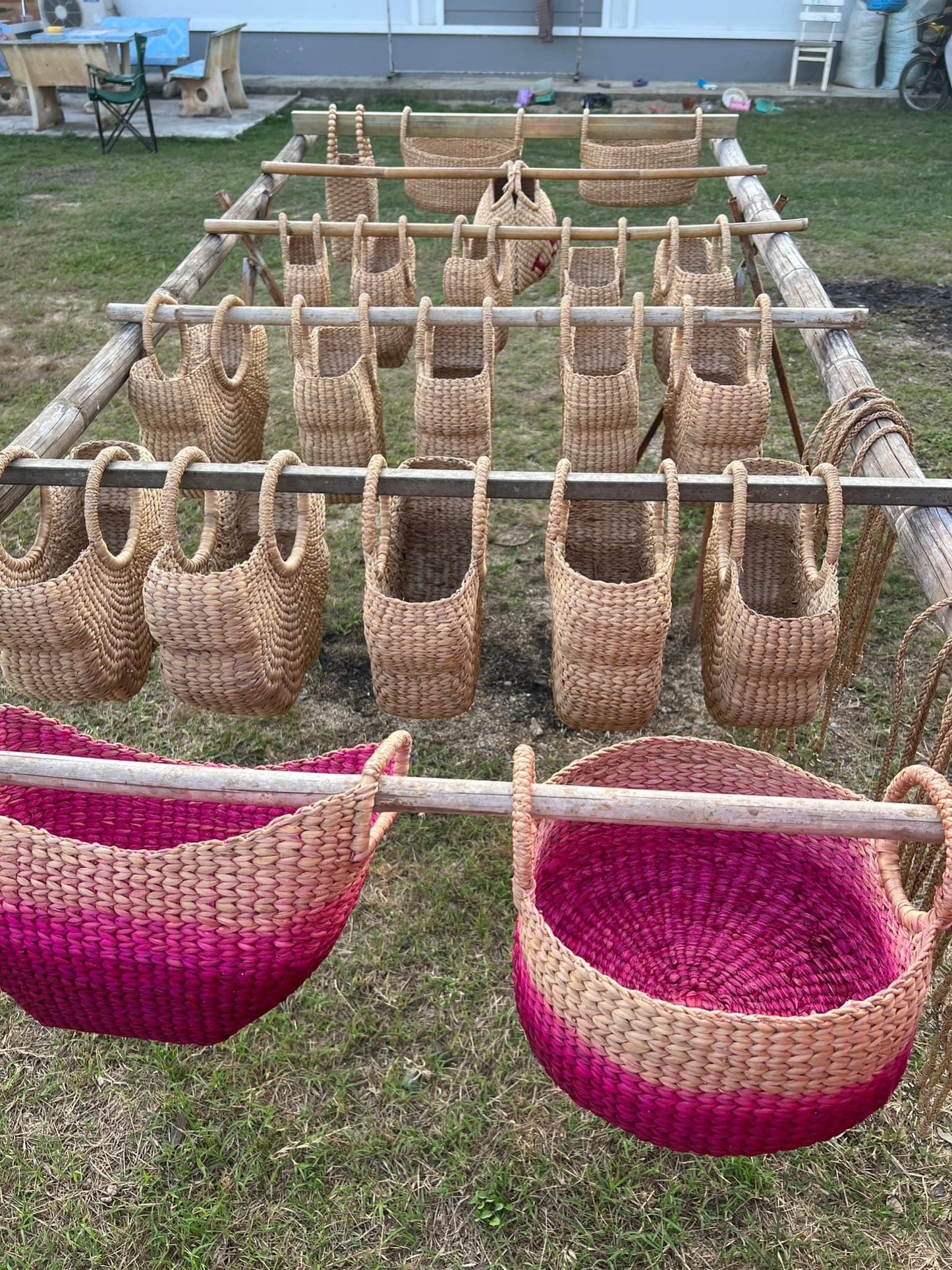 Set 1/ 3 PCS- Natural Boho Ladies round Handbag Spring Shopper