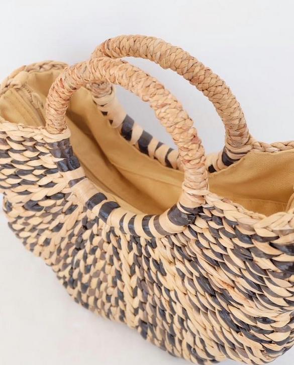Set 1/ 3 PCS- Black Handwoven Beach Hemisphere Travel Handbag