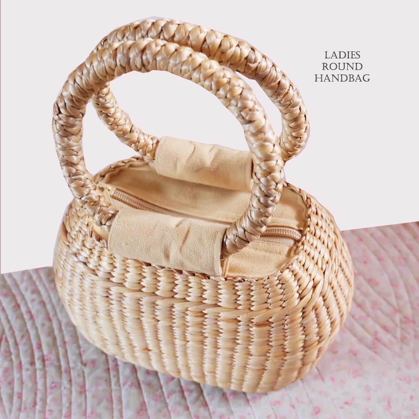 Set 1/ 3 PCS- Natural Boho Ladies round Handbag Spring Shopper