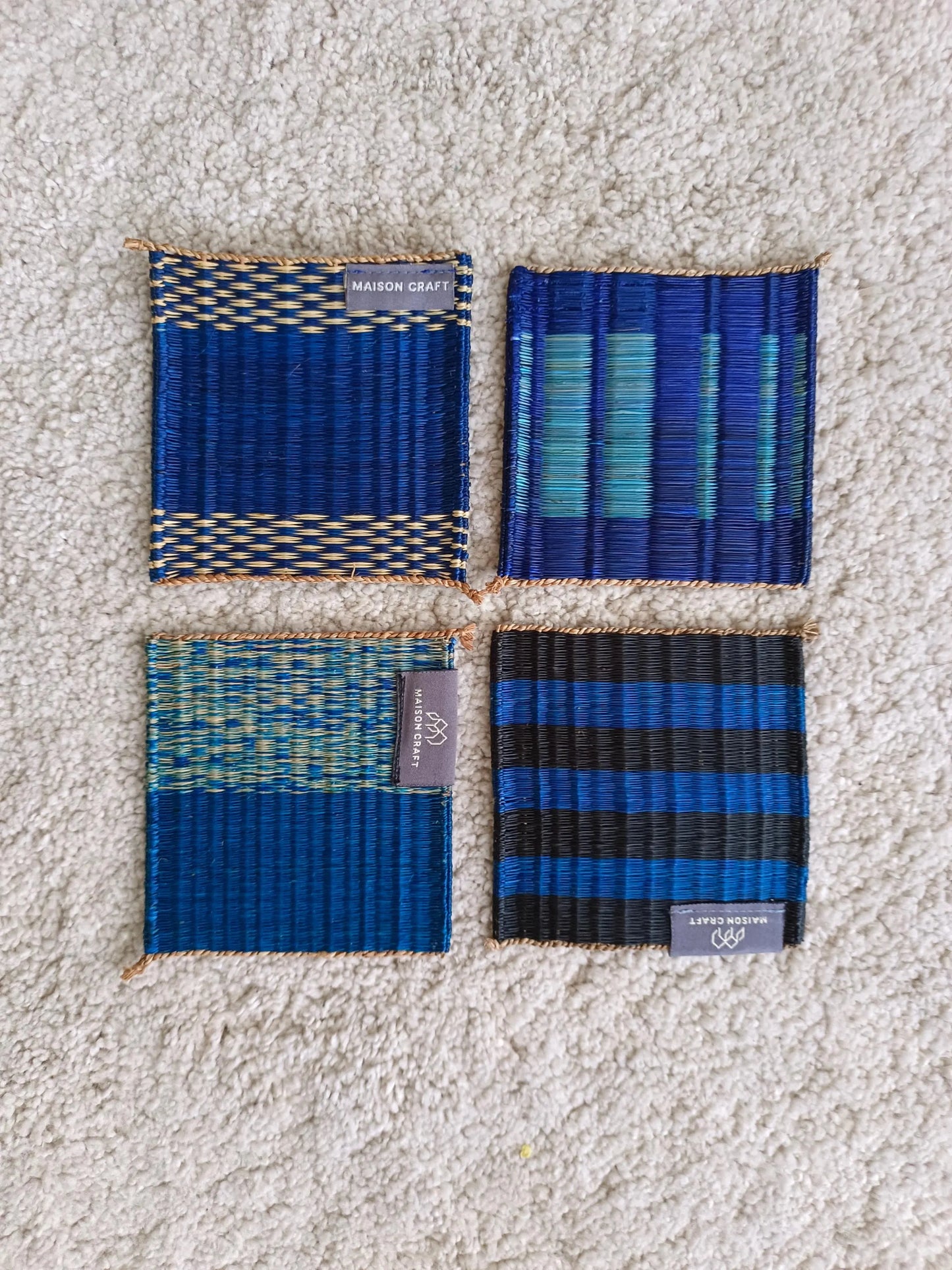 Wholesale set of 10/ 40 Navy Handwoven Coaster