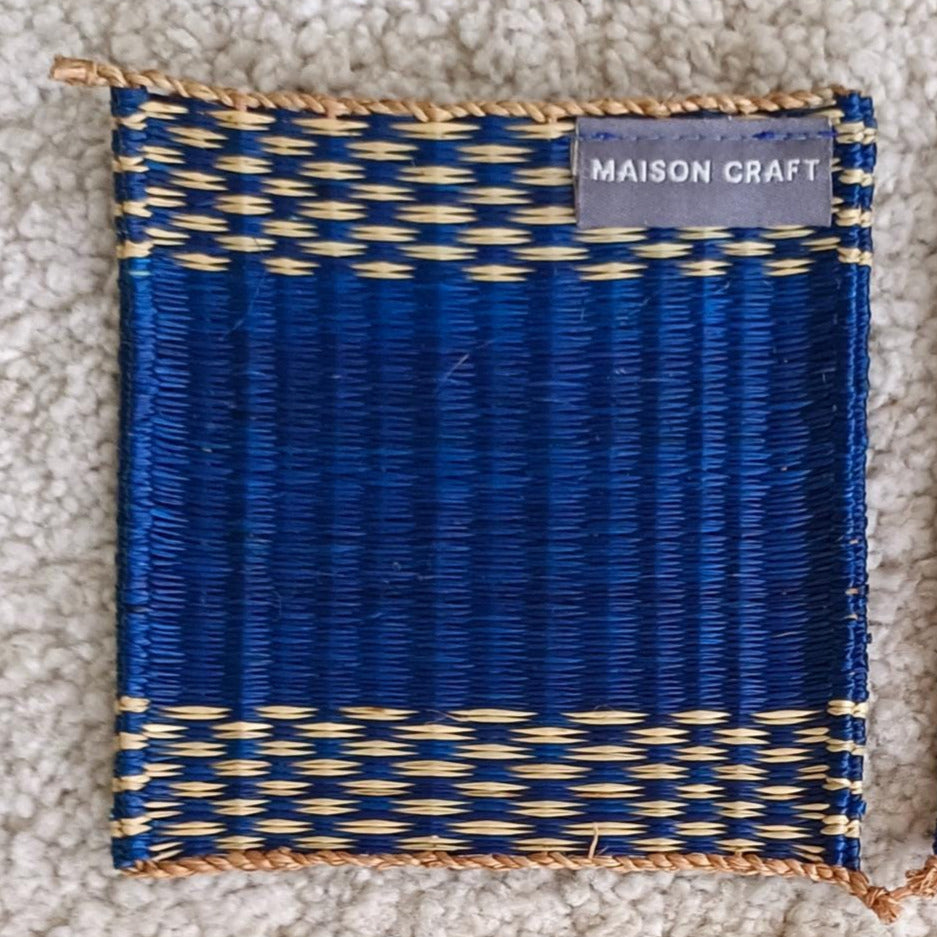 Set of 10/ 40 Navy Handwoven Coaster 4"x4"