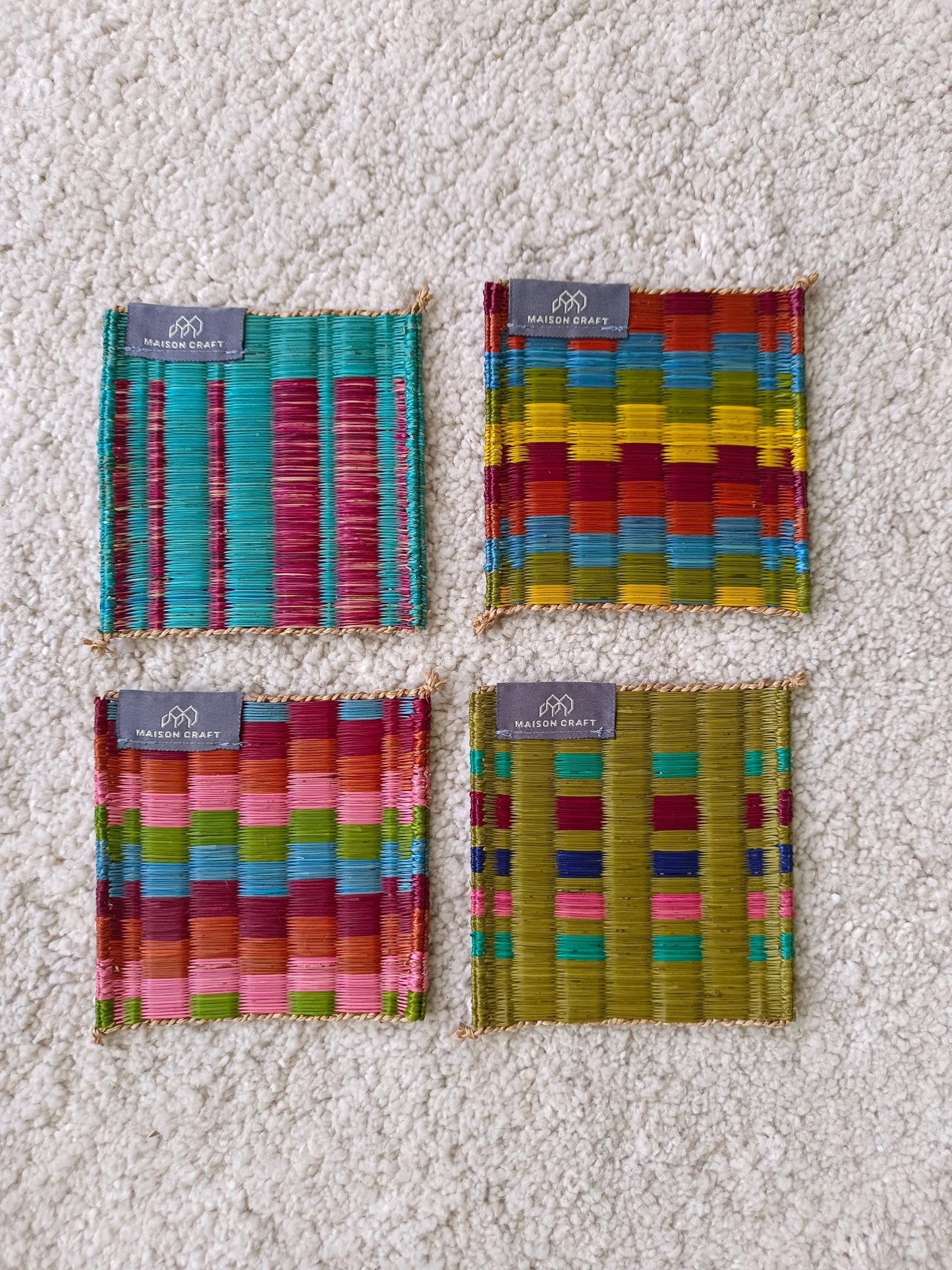 Set of 10/ 40 Rainbow Handwoven Coaster 4"x4"