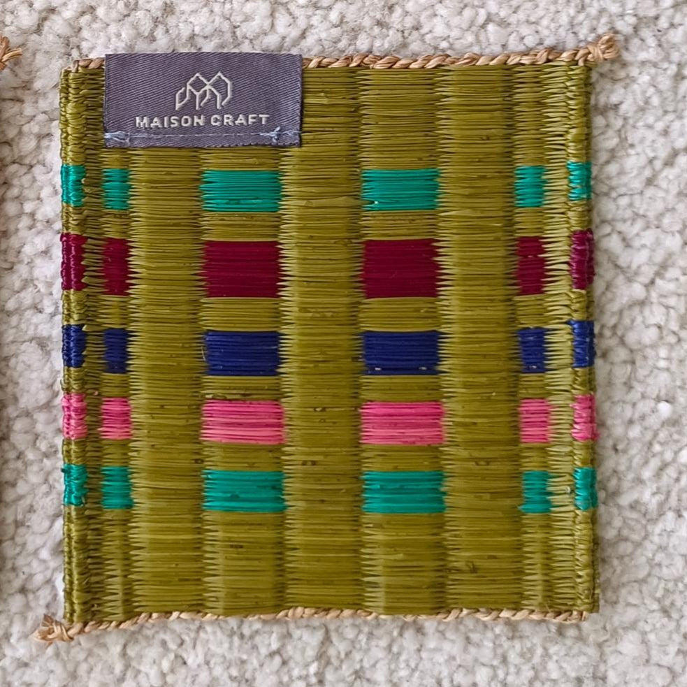 Set of 10/ 40 Rainbow Handwoven Coaster 4"x4"