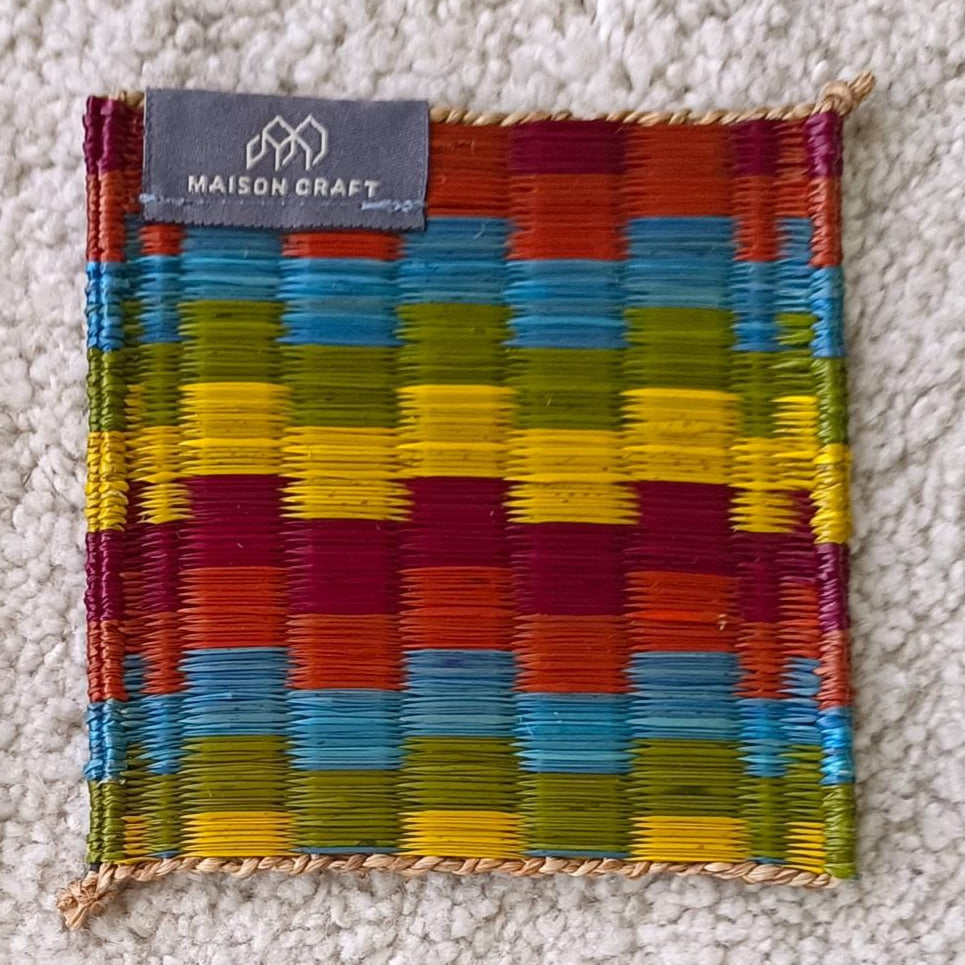 Set of 10/ 40 Rainbow Handwoven Coaster 4"x4"
