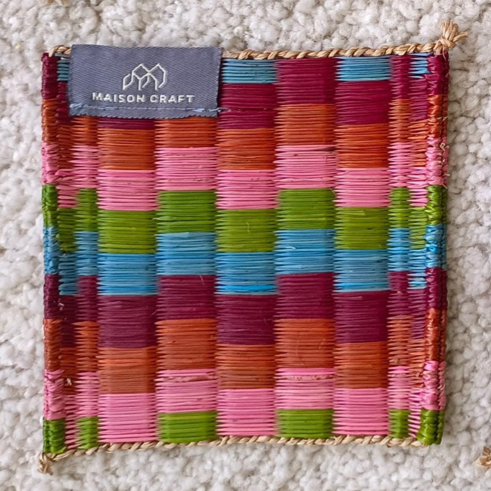 Set of 10/ 40 Rainbow Handwoven Coaster 4"x4"